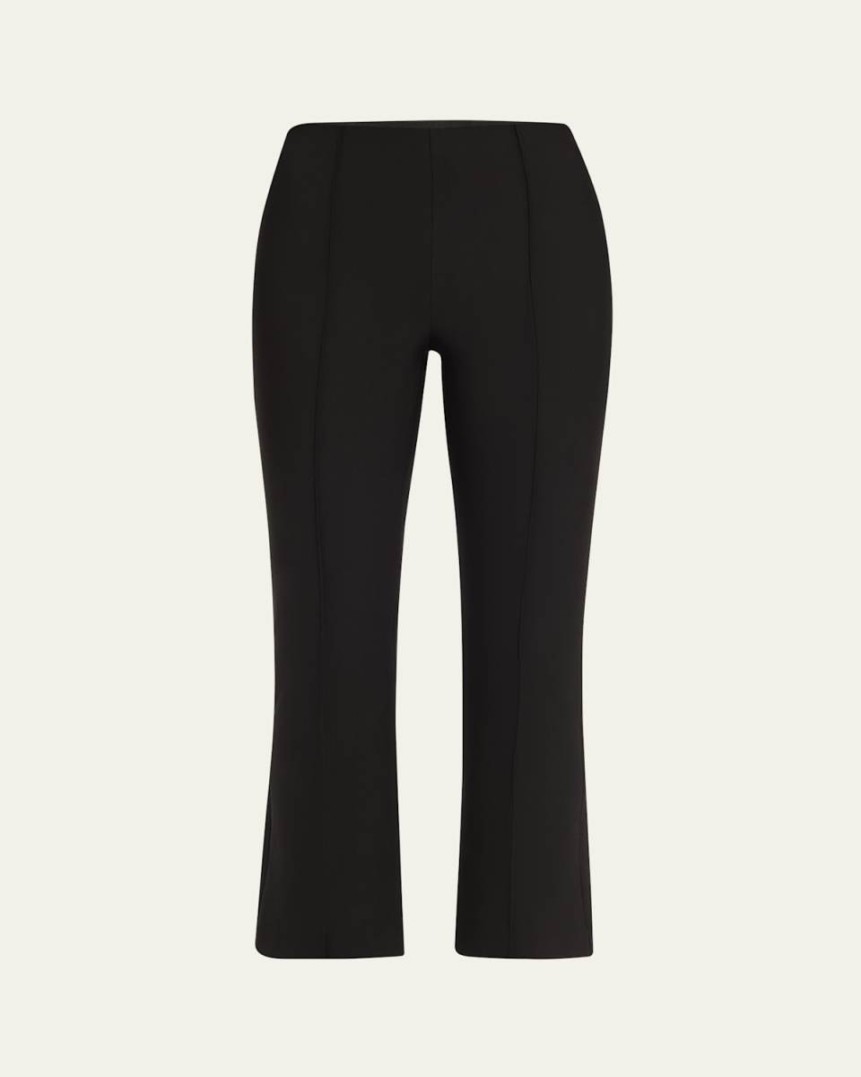 Cropped Flare-Leg Pintuck Pants